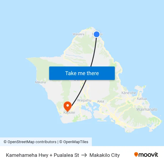 Kamehameha Hwy + Pualalea St to Makakilo City map