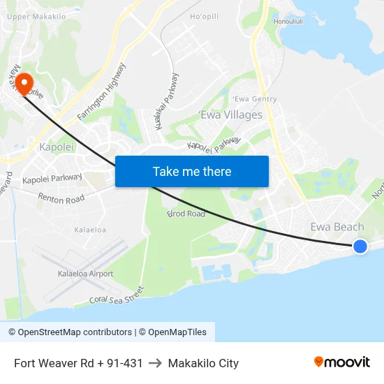 Fort Weaver Rd + 91-431 to Makakilo City map