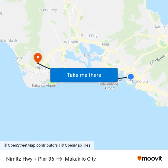 Nimitz Hwy + Pier 36 to Makakilo City map