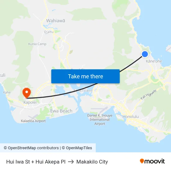 Hui Iwa St + Hui Akepa Pl to Makakilo City map