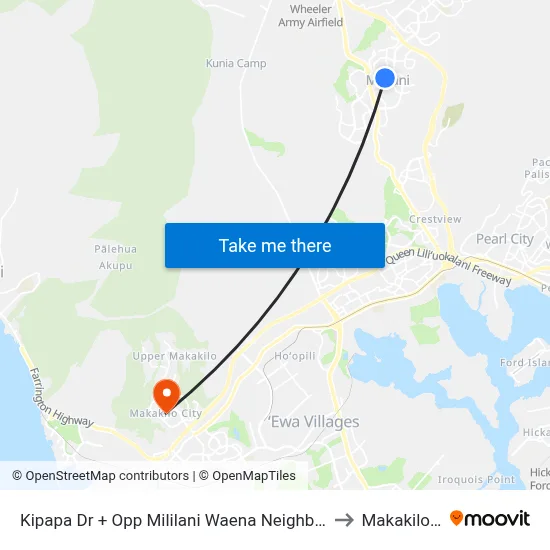 Kipapa Dr + Opp Mililani Waena Neighborhood Park to Makakilo City map