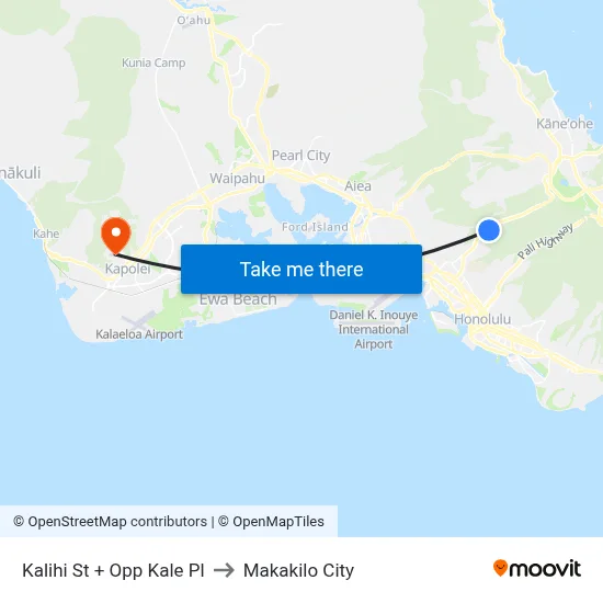Kalihi St + Opp Kale Pl to Makakilo City map