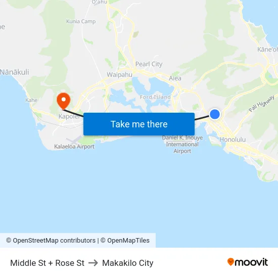 Middle St + Rose St to Makakilo City map