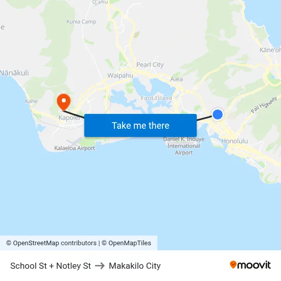 School St + Notley St to Makakilo City map