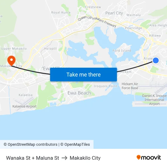 Wanaka St + Maluna St to Makakilo City map