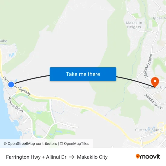 Farrington Hwy + Aliinui Dr to Makakilo City map