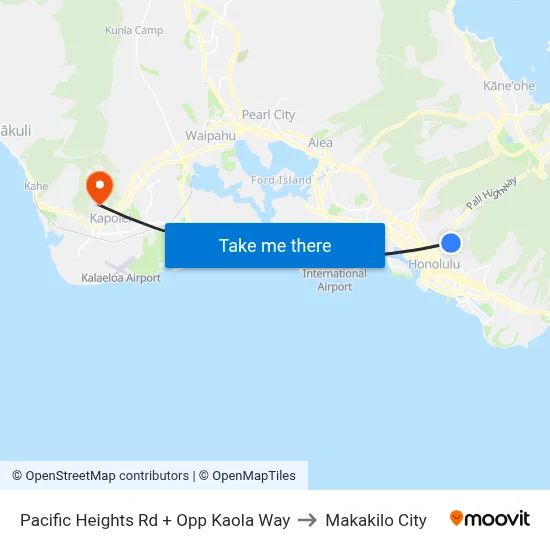 Pacific Heights Rd + Opp Kaola Way to Makakilo City map