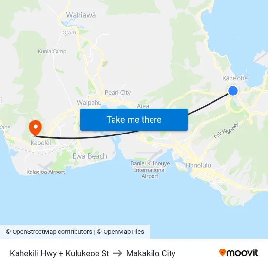 Kahekili Hwy + Kulukeoe St to Makakilo City map