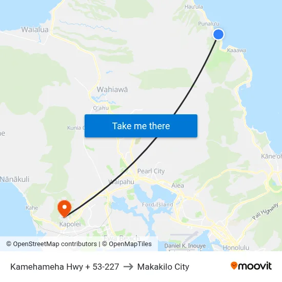 Kamehameha Hwy + 53-227 to Makakilo City map