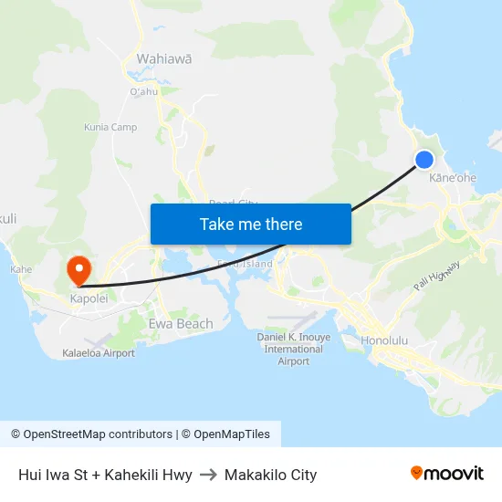 Hui Iwa St + Kahekili Hwy to Makakilo City map
