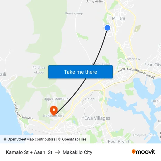 Kamaio St + Aaahi St to Makakilo City map