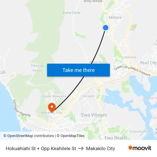 Hokuahiahi St + Opp Keahilele St to Makakilo City map