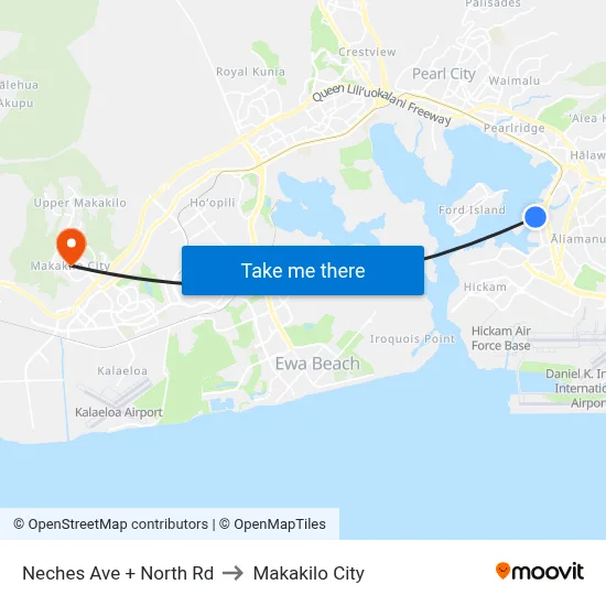 Neches Ave + North Rd to Makakilo City map