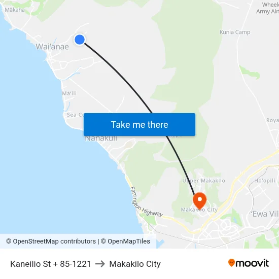 Kaneilio St + 85-1221 to Makakilo City map