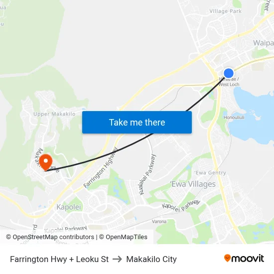 Farrington Hwy + Leoku St to Makakilo City map