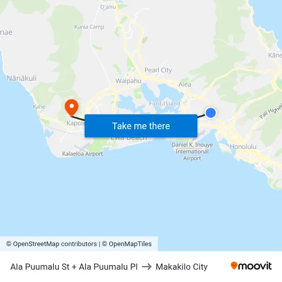 Ala Puumalu St + Ala Puumalu Pl to Makakilo City map