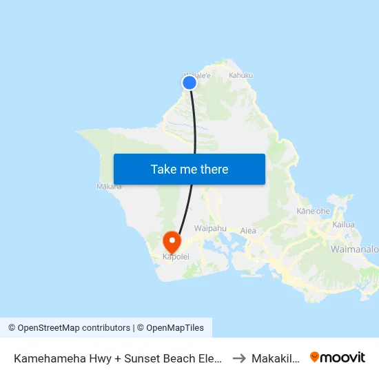 Kamehameha Hwy + Sunset Beach Elementary School to Makakilo City map