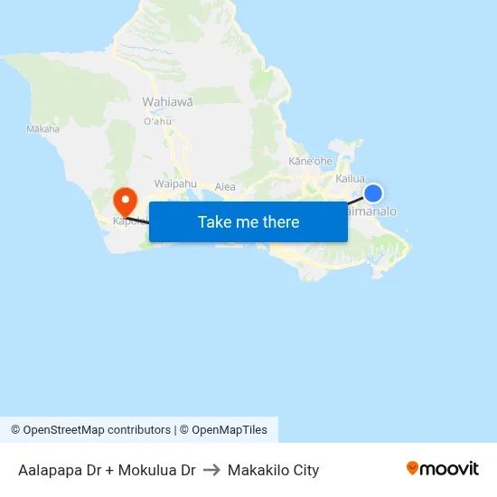 Aalapapa Dr + Mokulua Dr to Makakilo City map