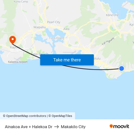 Ainakoa Ave + Halekoa Dr to Makakilo City map