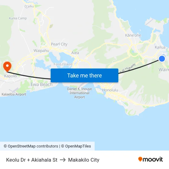 Keolu Dr + Akiahala St to Makakilo City map