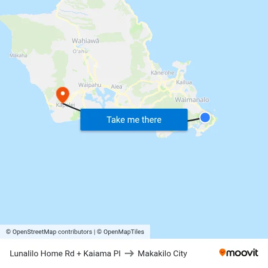 Lunalilo Home Rd + Kaiama Pl to Makakilo City map