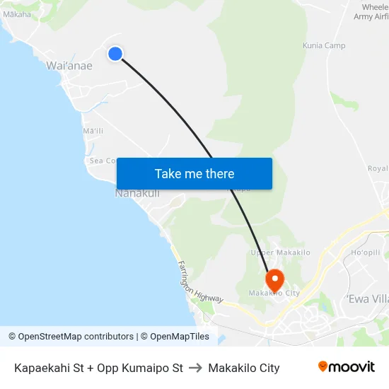 Kapaekahi St + Opp Kumaipo St to Makakilo City map