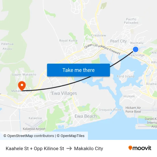 Kaahele St + Opp Kilinoe St to Makakilo City map