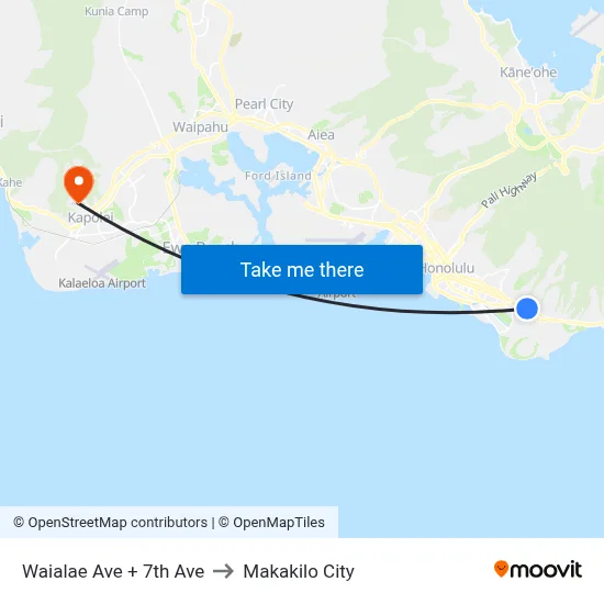 Waialae Ave + 7th Ave to Makakilo City map