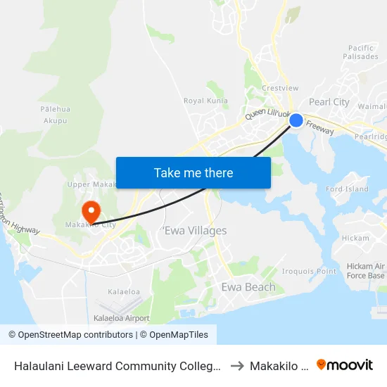 Halaulani Leeward Community College Station to Makakilo City map