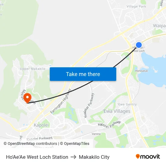 Ho'Ae'Ae West Loch Station to Makakilo City map