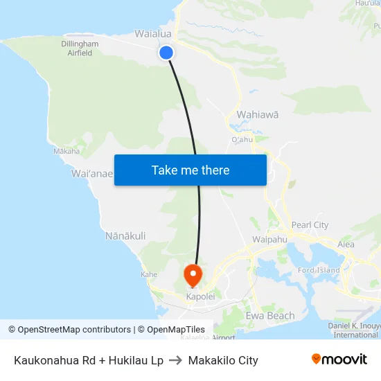 Kaukonahua Rd + Hukilau Lp to Makakilo City map