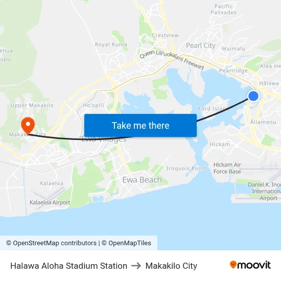 Halawa Aloha Stadium Station to Makakilo City map