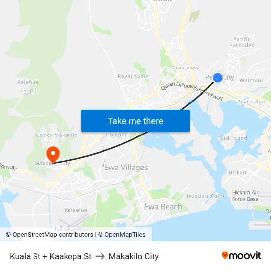 Kuala St + Kaakepa St to Makakilo City map
