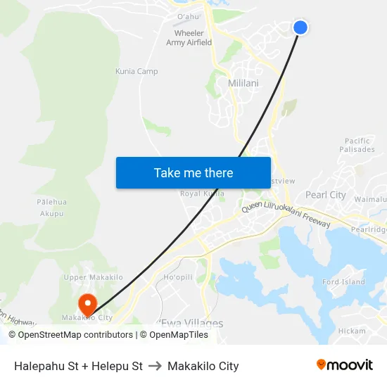 Halepahu St + Helepu St to Makakilo City map