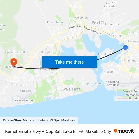 Kamehameha Hwy + Opp Salt Lake Bl to Makakilo City map