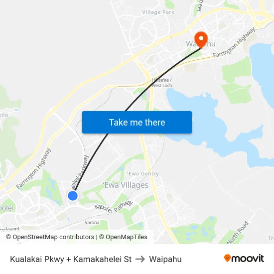 Kualakai Pkwy + Kamakahelei St to Waipahu map