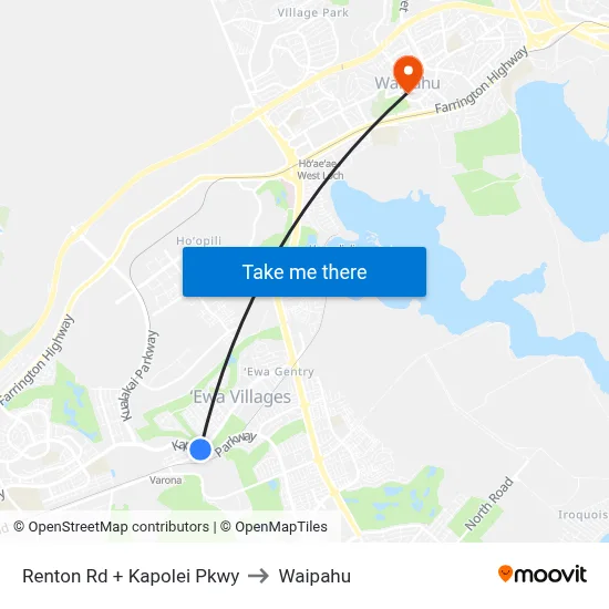 Renton Rd + Kapolei Pkwy to Waipahu map