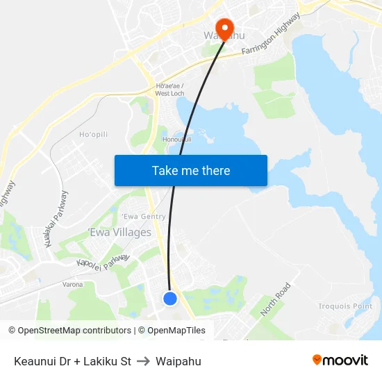 Keaunui Dr + Lakiku St to Waipahu map