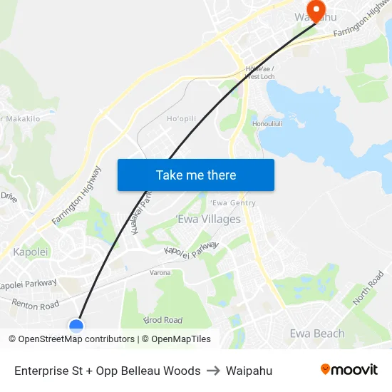 Enterprise St + Opp Belleau Woods to Waipahu map