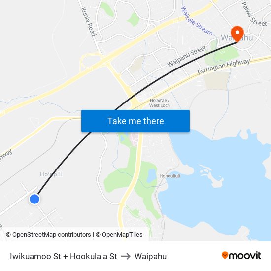 Iwikuamoo St + Hookulaia St to Waipahu map