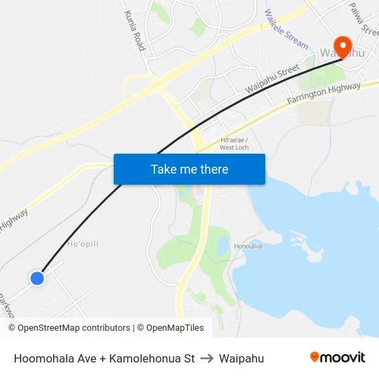Hoomohala Ave + Kamolehonua St to Waipahu map