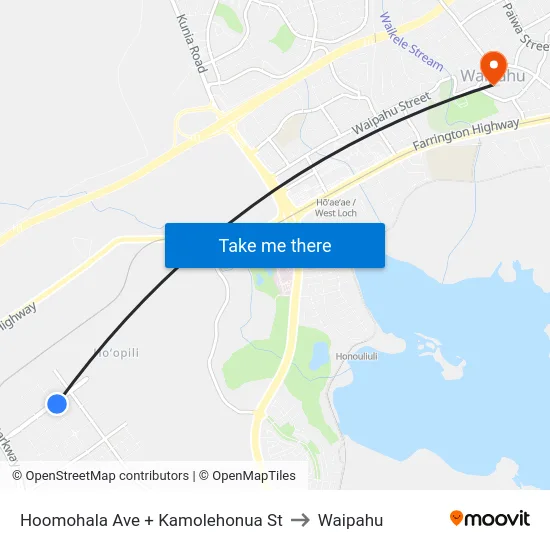 Hoomohala Ave + Kamolehonua St to Waipahu map