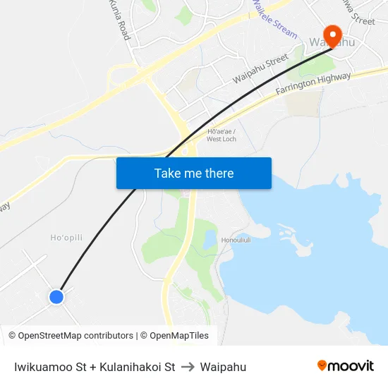 Iwikuamoo St + Kulanihakoi St to Waipahu map