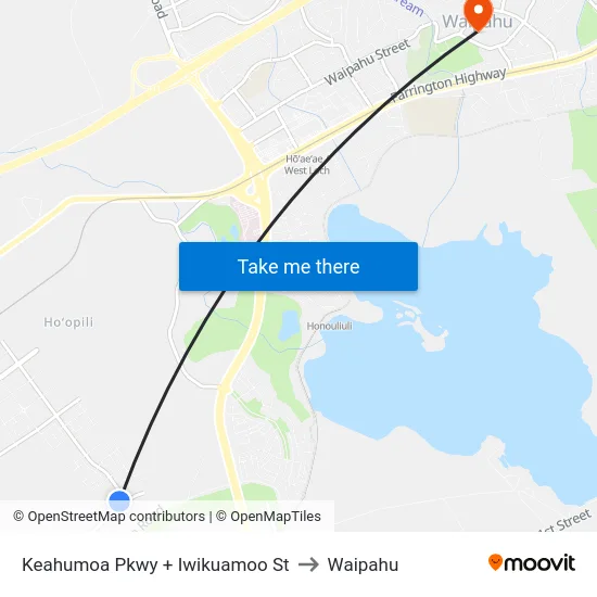 Keahumoa Pkwy + Iwikuamoo St to Waipahu map