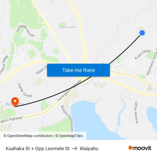 Kuahaka St + Opp Leomele St to Waipahu map