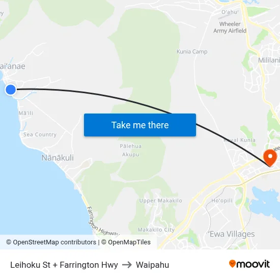 Leihoku St + Farrington Hwy to Waipahu map