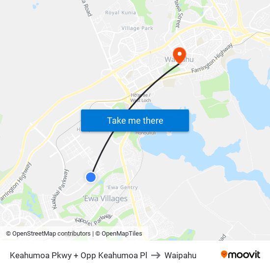 Keahumoa Pkwy + Opp Keahumoa Pl to Waipahu map