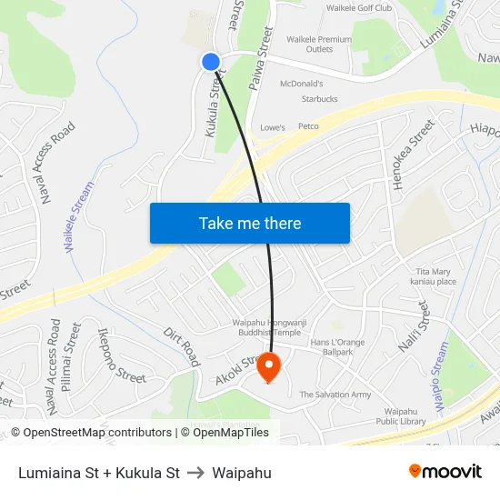 Lumiaina St + Kukula St to Waipahu map