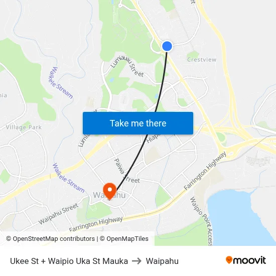 Ukee St + Waipio Uka St Mauka to Waipahu map