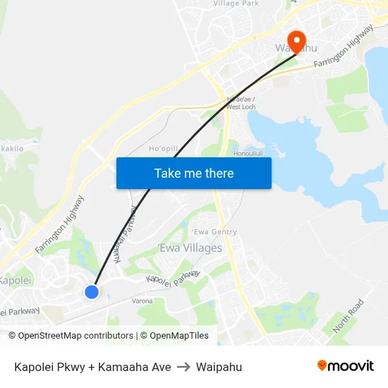 Kapolei Pkwy + Kamaaha Ave to Waipahu map
